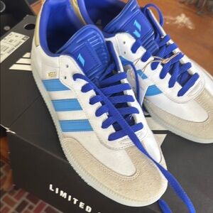 Messi Adidas White and Blue Limited Edition Sneakers